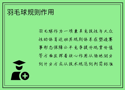 羽毛球规则作用